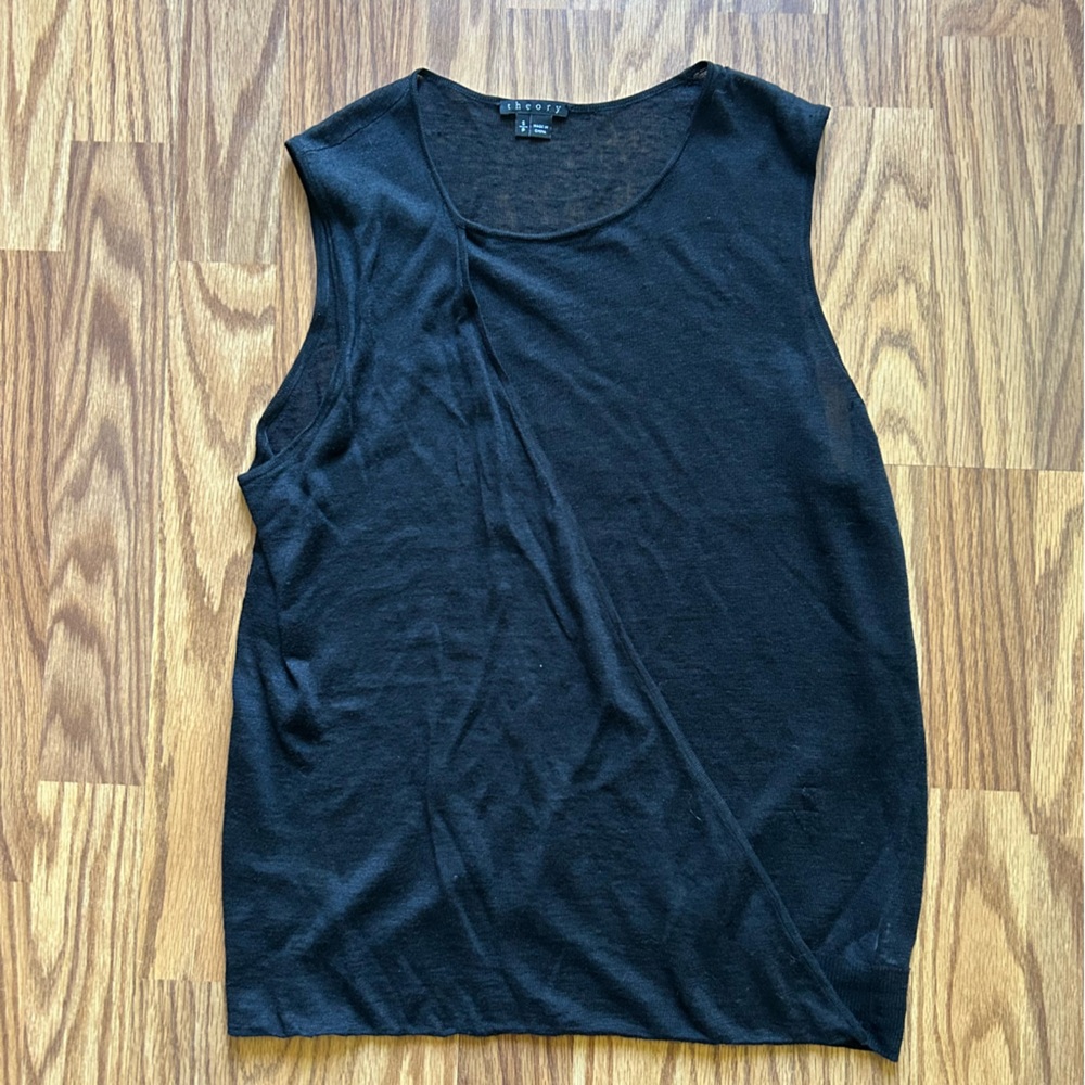 Women’s Theory Black Sheer Sleeveless Top/Blouse. Sz Small